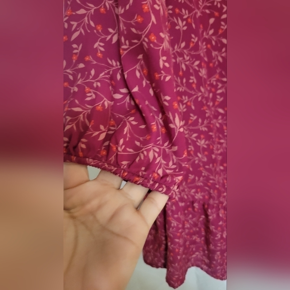Old Navy Dress Swing S Pink Mini Floral Print Long Sleeve - Picture 3 of 6